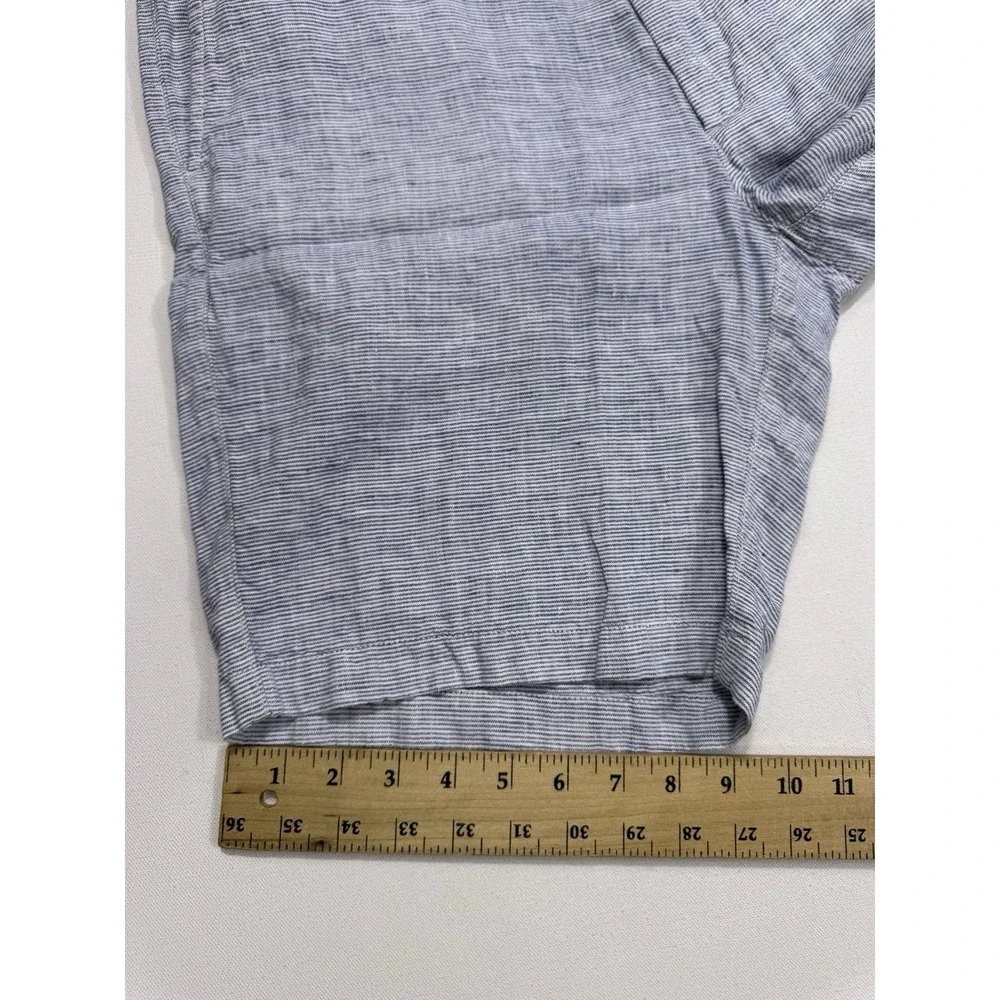 J Crew 100% Linen Shorts Men's 35x9 (37x9.5) Blue White Striped Resort Beach